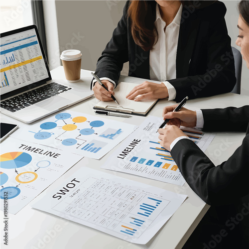 Business people discussing company strategy plans.