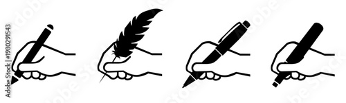 Hand signing icon set