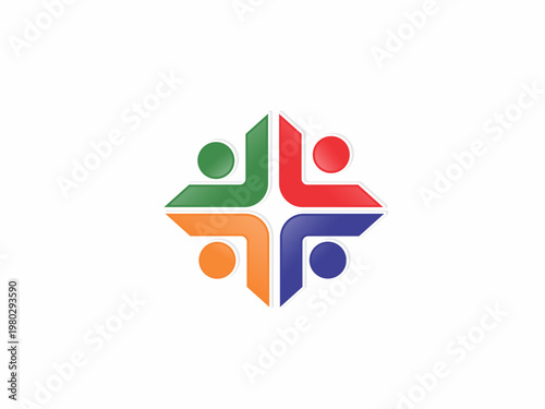 Colorful People Connection Logo Design Representing Global Teamwork, Community Unity, and Social Interaction Concept