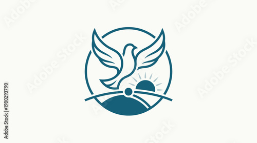 Elegant Logo Featuring Dove Sun and Circle Design