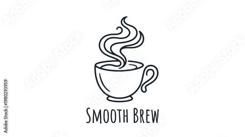 Minimalist Line Art of a Steaming Coffee Cup