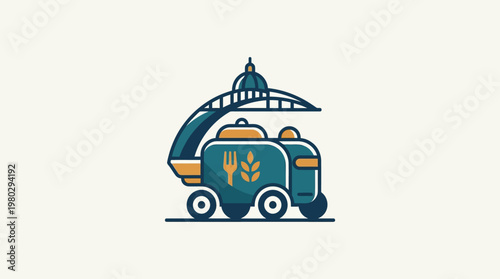 Modern Food Truck Logo with Architectural Elements