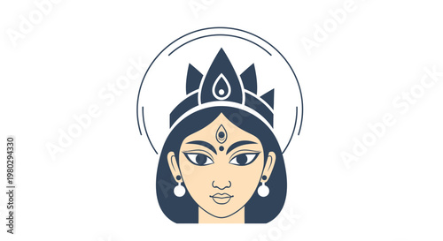 Goddess Durga Portrait Illustration - Hindu Goddess Icon