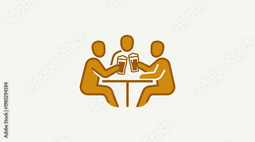 Friends Cheers with Beers at Table Icon