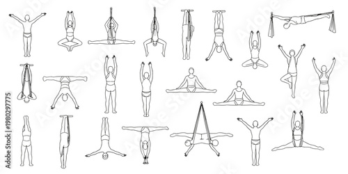 Collection of Yoga Poses Line Drawings exercise fitness