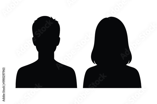 Set of icon avatar profile icon in silhouettes. Profile icon. Avatar icons set. Male and female head silhouettes. Man and woman avatar profile. Male and Female face silhouette icon.