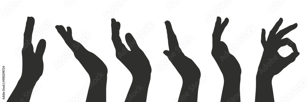 Fototapeta premium Silhouette Hands in Various Poses illustration vector