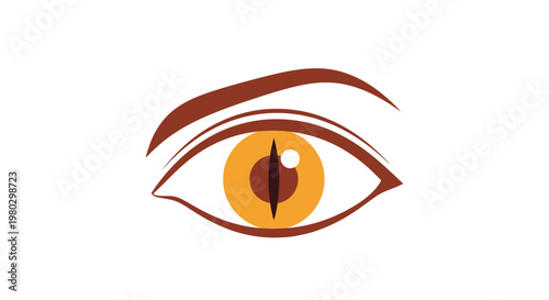 Mysterious Reptilian Eye with Cat-like Pupil and Brown Eyebrow