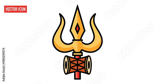Trishul Icon Vector - Hindu God Shiva's Weapon