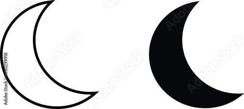 Sun and moon icon set. Day and night symbols. Weather sign. Light and dark cycle design. 
Celestial sign. Astrology and .solated vector graphics. 

