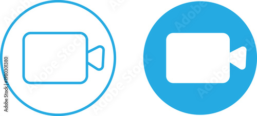 Video camera icon set. Movie and cinema symbols. Record sign. Multimedia and entertainment design.Camcorder sign. Digital media and film design Isolated vector graphics.


