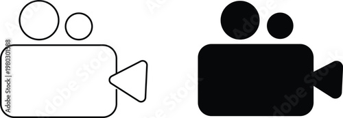 Video camera icon set. Movie and cinema symbols. Record sign. Multimedia and entertainment design.Camcorder sign. Digital media and film design Isolated vector graphics.


