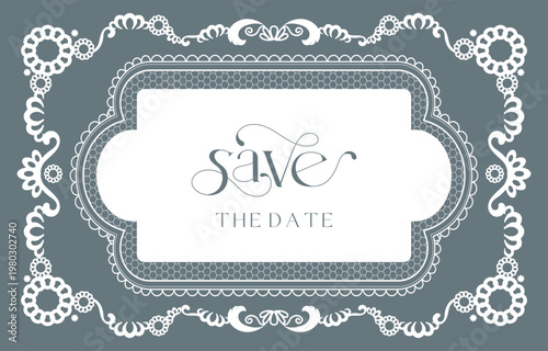 Vintage Lace Wedding Invitation Frame with Crochet Doily Border