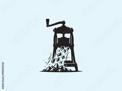 Simple black symbol of an ice crusher with downward pressure lines