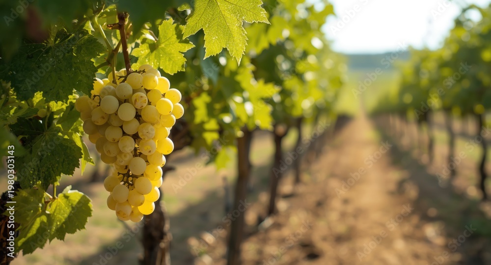 Fototapeta premium White table grape from northern Italy using Guyot cultivation approach
