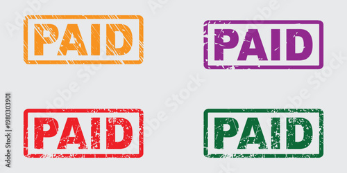 Distressed Paid Rubber Stamps Set