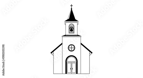 Simple Church Building Vector Illustration