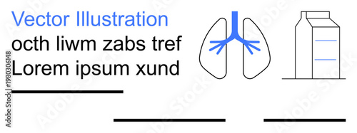 Healthcare, anatomy lessons, medication, diagnostics, respiratory health, education. Abstract lung diagram and medicine box illustration. Healthcare and anatomy lessons concept