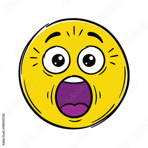 A surprised emoji doodle face with wide eyes and open mouth
