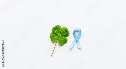 Four Leaf Clover and Blue Ribbon.