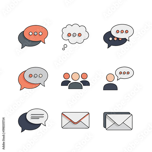 Chat Bubbles Communication Symbols Icons 1.