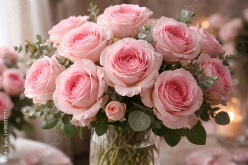 pink rose bouquet with fresh petals