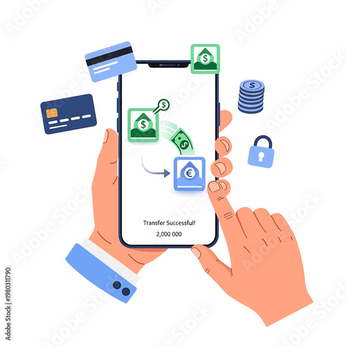 Hands holding smartphone with mobile payment.