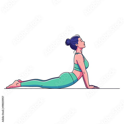 Woman doing Cobra Pose Yoga 1.