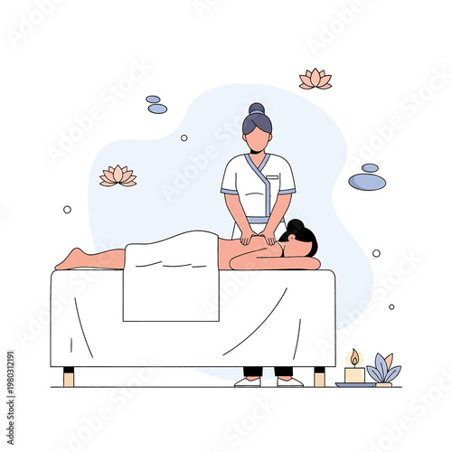Woman receiving massage on treatment table.