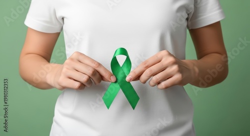 Mental Health Awareness Green Ribbon Support.