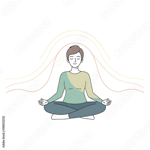 Woman in meditation sitting crosslegged 11.