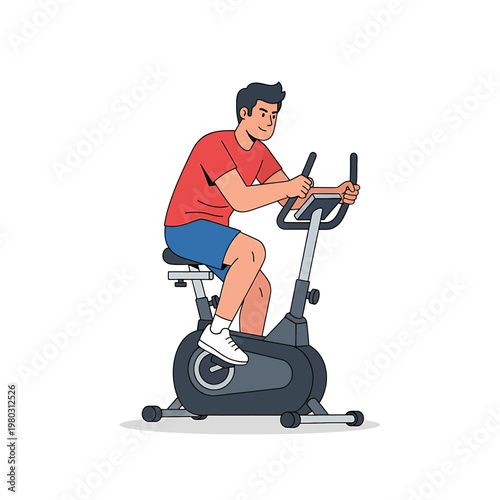 Man Riding Exercise Bike Fitness.