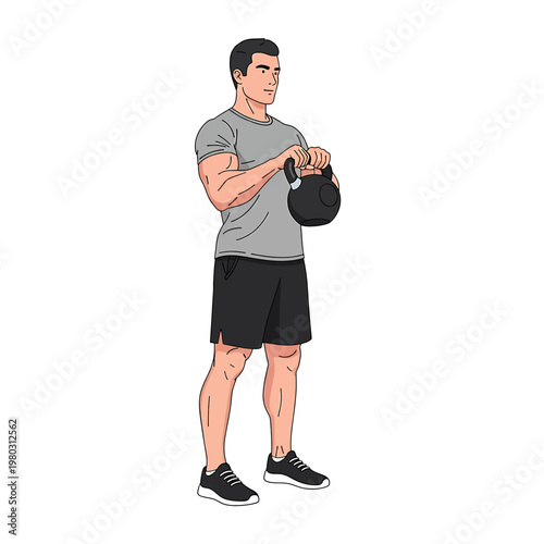 Man doing kettlebell exercise full body.