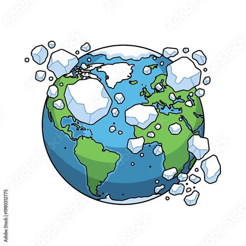Earth with melting ice caps globe 1.