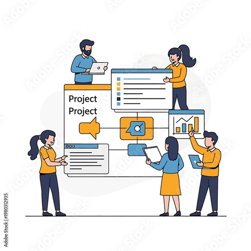 People working on a project together.