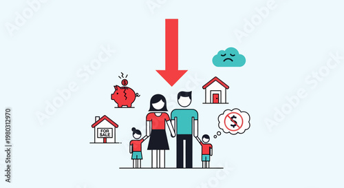 Family with house and money concept.