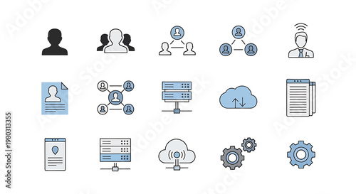 Technology icons on white background 3.