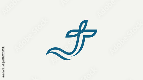Abstract Teal Christian Cross Logo Design