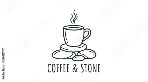 Coffee Cup Steam on Stacked Stones Logo