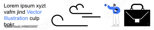 Business dynamics, leadership, decision-making, career growth, professional development, teamwork. A professional figure holding a ball with wind and briefcase icons. Leadership and professional