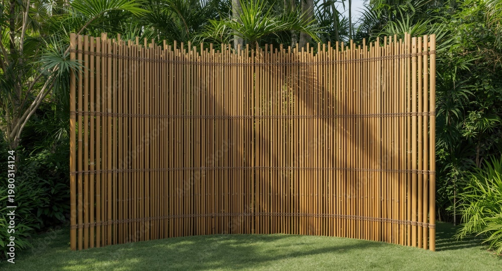 Fototapeta premium Exotic style bamboo cane fencing with a deeply natural texture