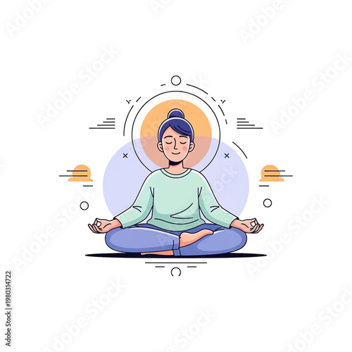Woman meditating in lotus position calmly 7.