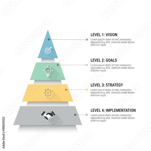 Obraz na płótnie Business strategy pyramid with vision goals.