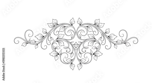 Intricate floral design element ornament.