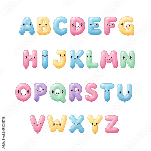 Colorful Alphabet Letters with Faces 2.