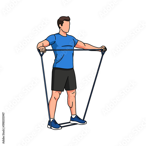 Man exercising with resistance band 5.