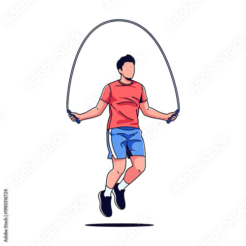 Man jumping with skipping rope.