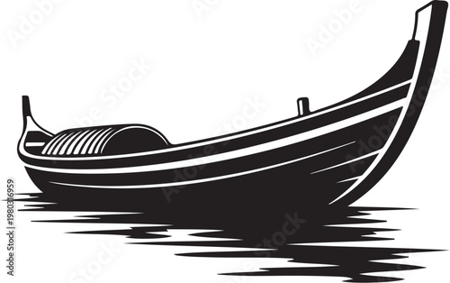 Gondola, boat, silhouette, black, vector, illustration, watercraft