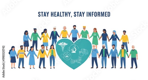 Diverse People Holding Hands Around Heart.