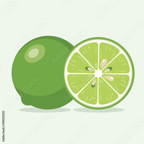 Pixel Art Fresh Green Lime Isolated Minimal Illustration Light Background